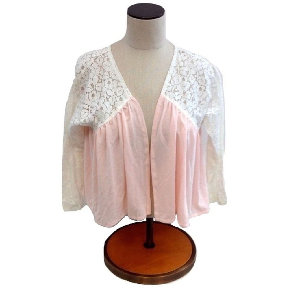 😀 NEW NWT Mags Pye LF Stores Peach White Lace Top